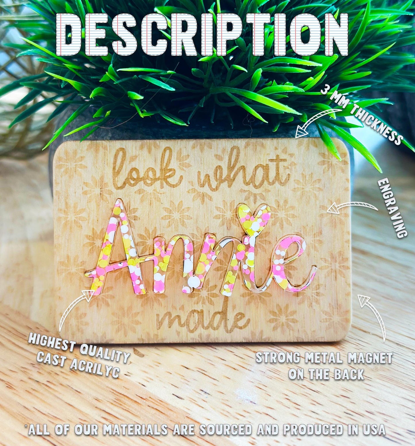 Personalized Look What I Made Magnet, Kids Name, Artwork Display, Gift, Fridge Magnet, Home Decor, Children Art