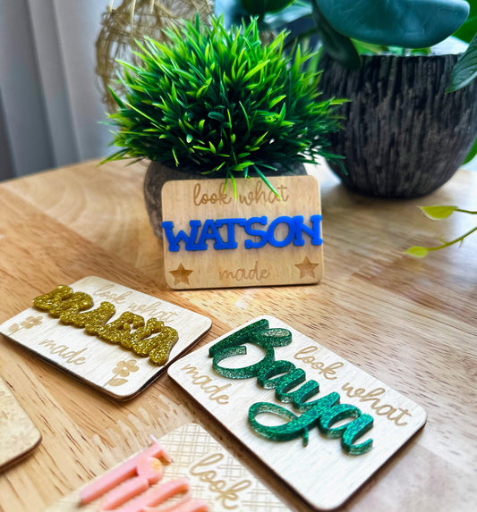 Personalized Look What I Made Magnet, Kids Name, Artwork Display, Gift, Fridge Magnet, Home Decor, Children Art