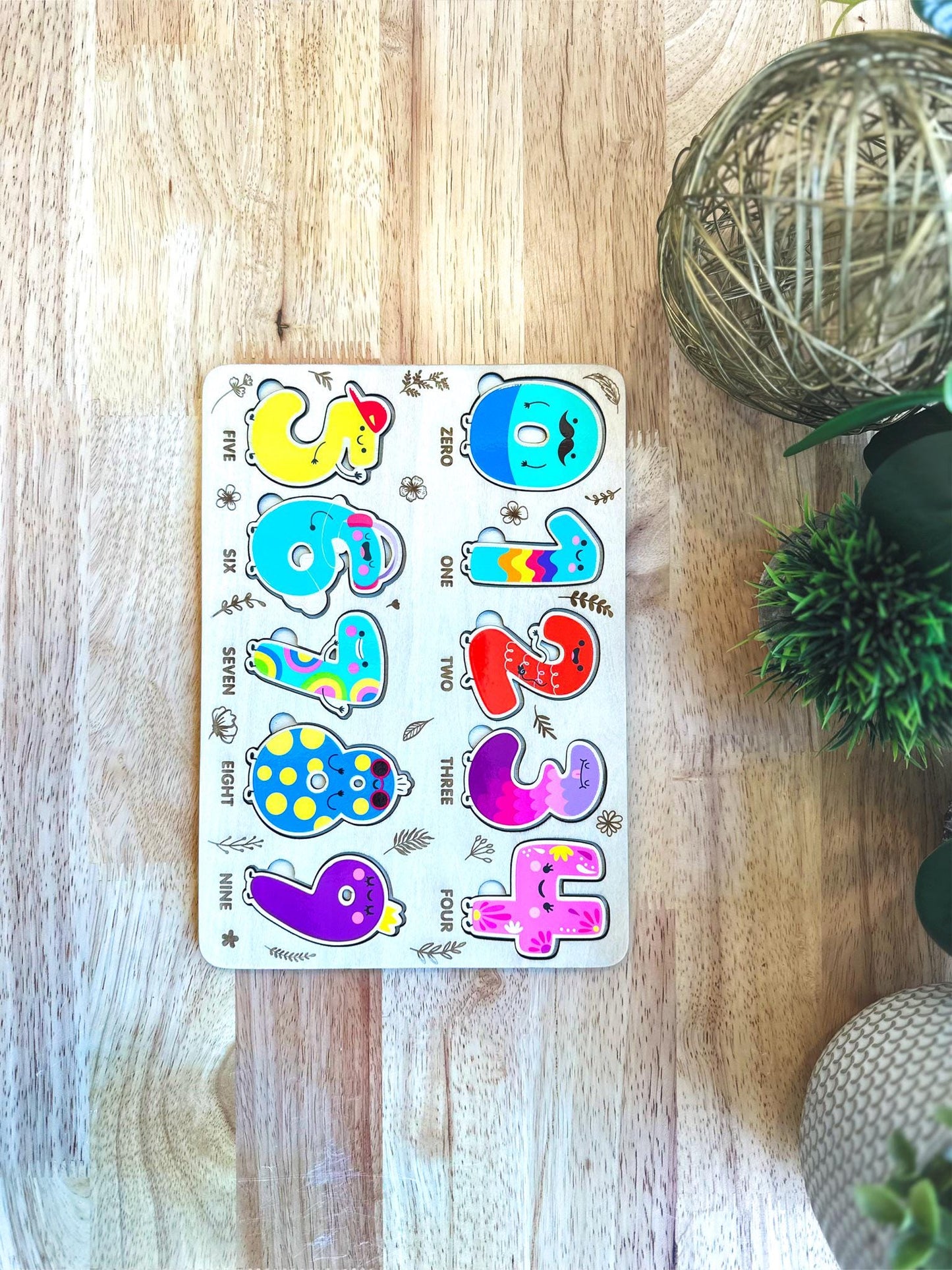 Wooden Number Puzzle for Toddlers - Montessori Counting Toy, Bright & Engaging Educational Gift, Handmade Wooden Learning Board