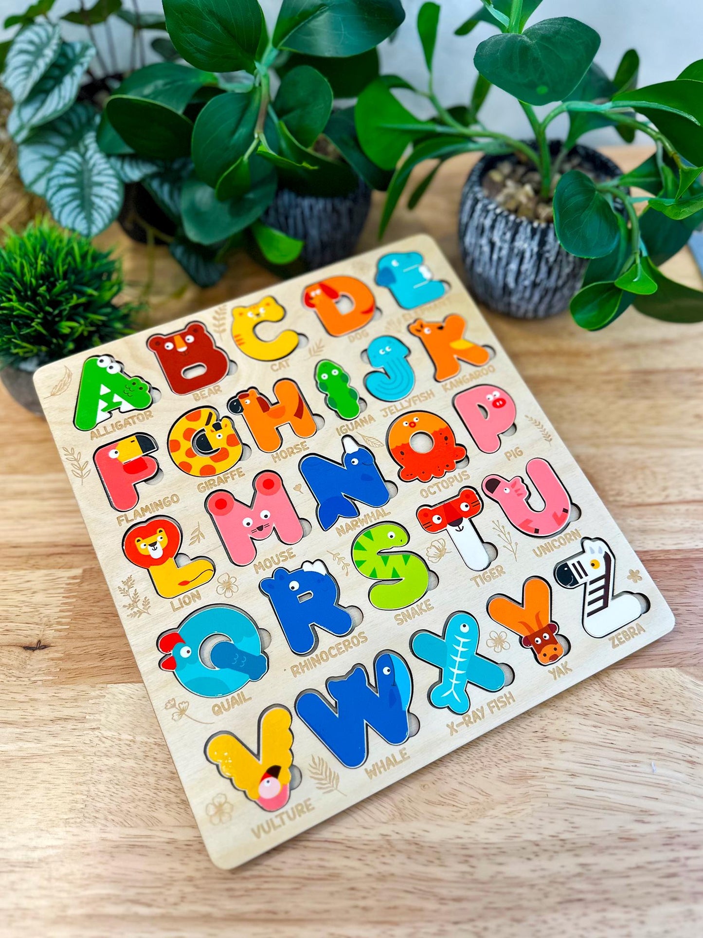 Personalized Wooden Alphabet Puzzle | Montessori Toddler Toy, Preschool Learning & Nursery Decor