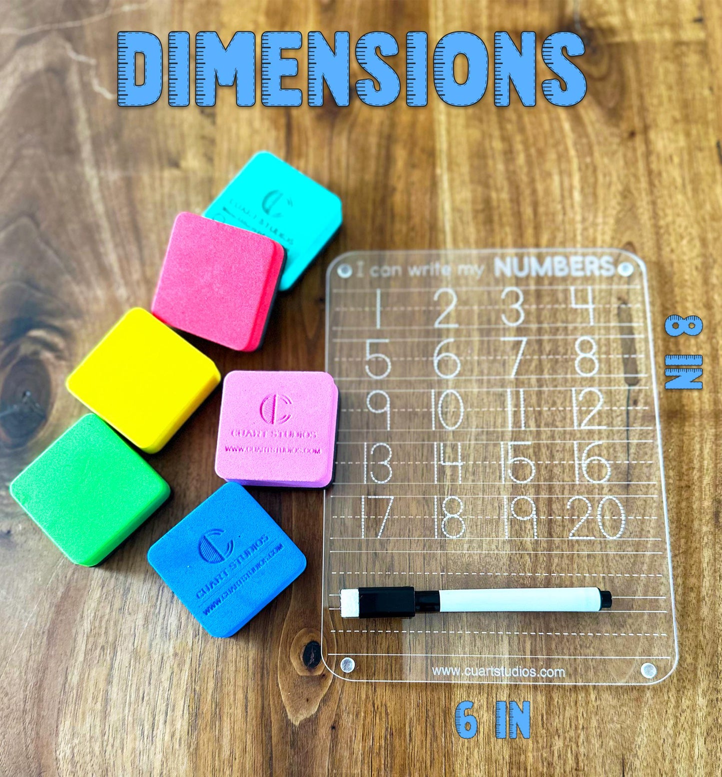 Personalized Acrylic Tracing Board Set of 4 - Name, Letters, Numbers, Shapes | Montessori & Homeschool Learning | Dry Erase writing practice