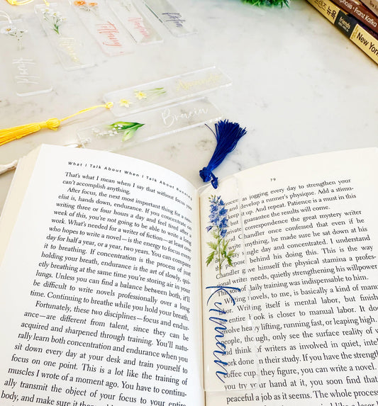 Custom Acrylic Bookmark with Birth Flower - Personalized Name Bookmark, Floral Page Marker, Book Lover Gift, Unique Birthday Gift