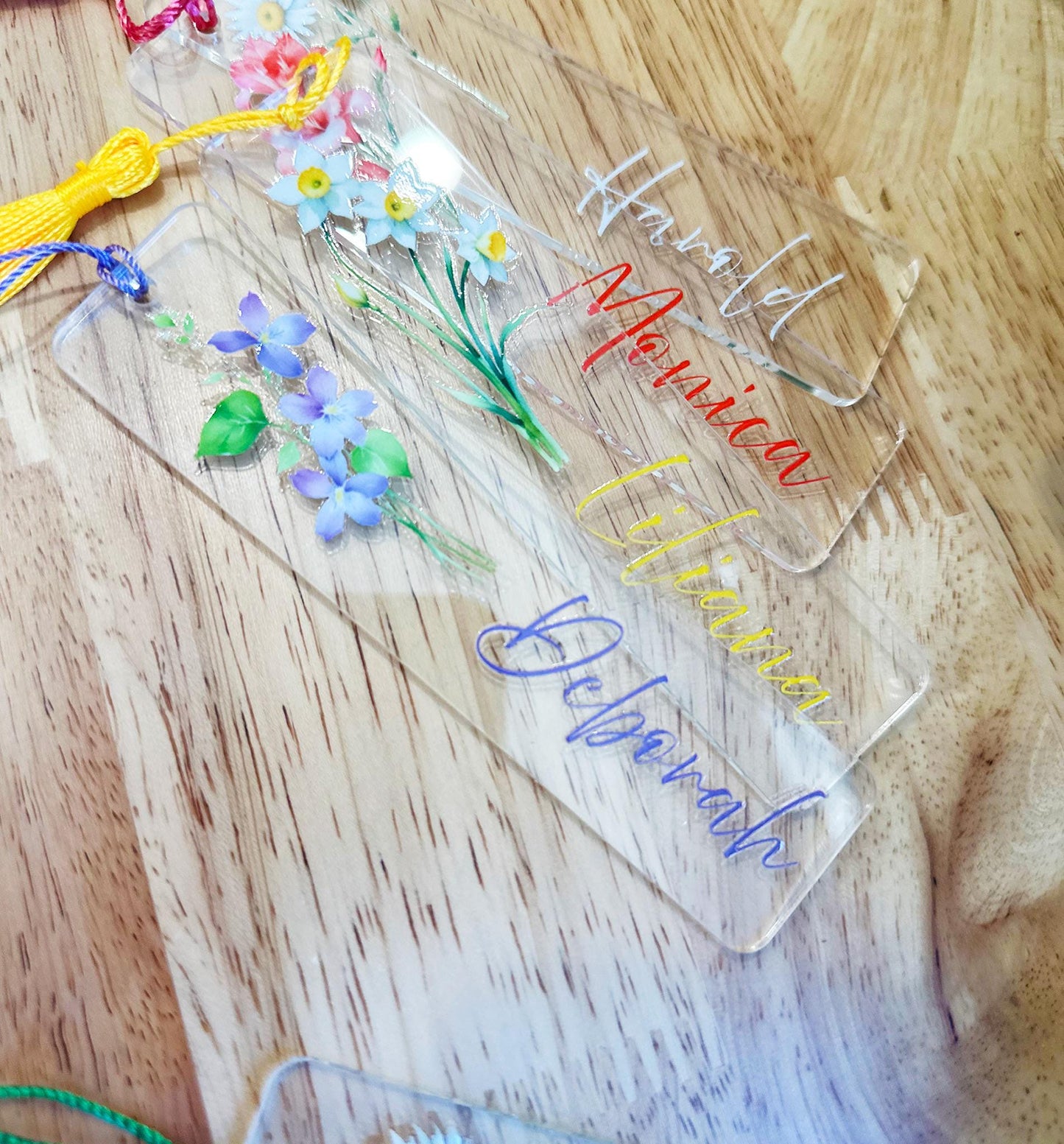 Custom Acrylic Bookmark with Birth Flower - Personalized Name Bookmark, Floral Page Marker, Book Lover Gift, Unique Birthday Gift