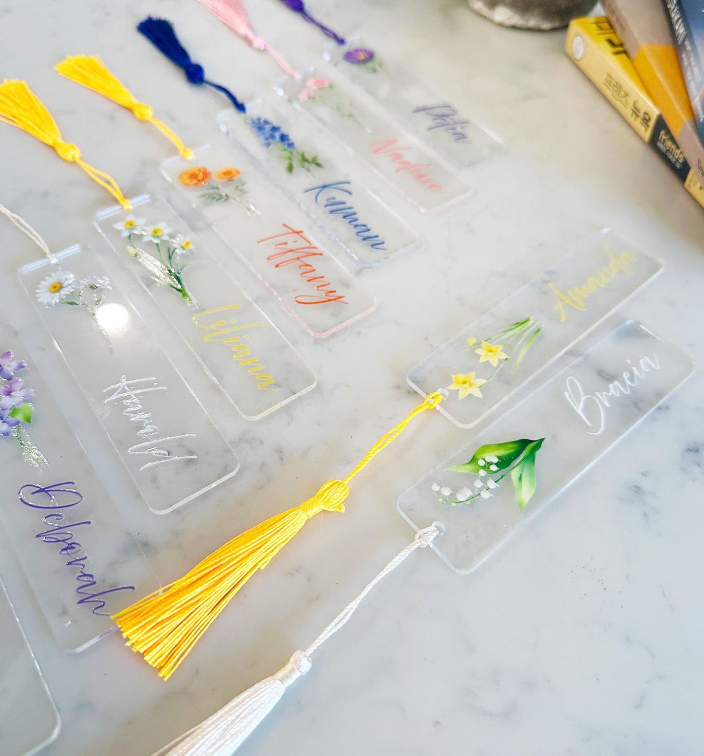 Custom Acrylic Bookmark with Birth Flower - Personalized Name Bookmark, Floral Page Marker, Book Lover Gift, Unique Birthday Gift