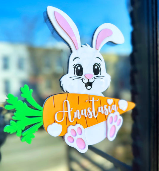 Personalized Easter Bunny Name Tag - Custom Easter Basket Tag - Baby's First Easter Gift - Acrylic Easter Basket Name Sign