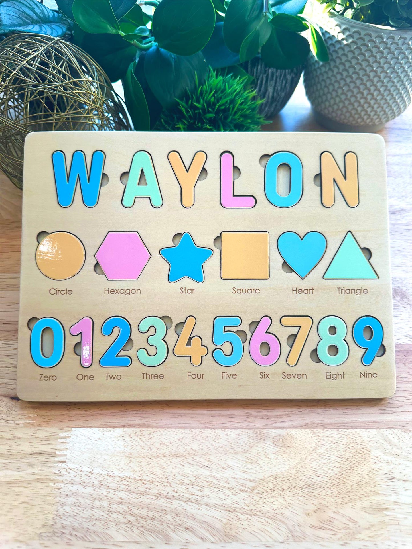 Personalized Name Puzzle – Custom Toddler Learning Toy – Shapes, Numbers, & Name Puzzle – Montessori Gift for Kids – Educational Toy