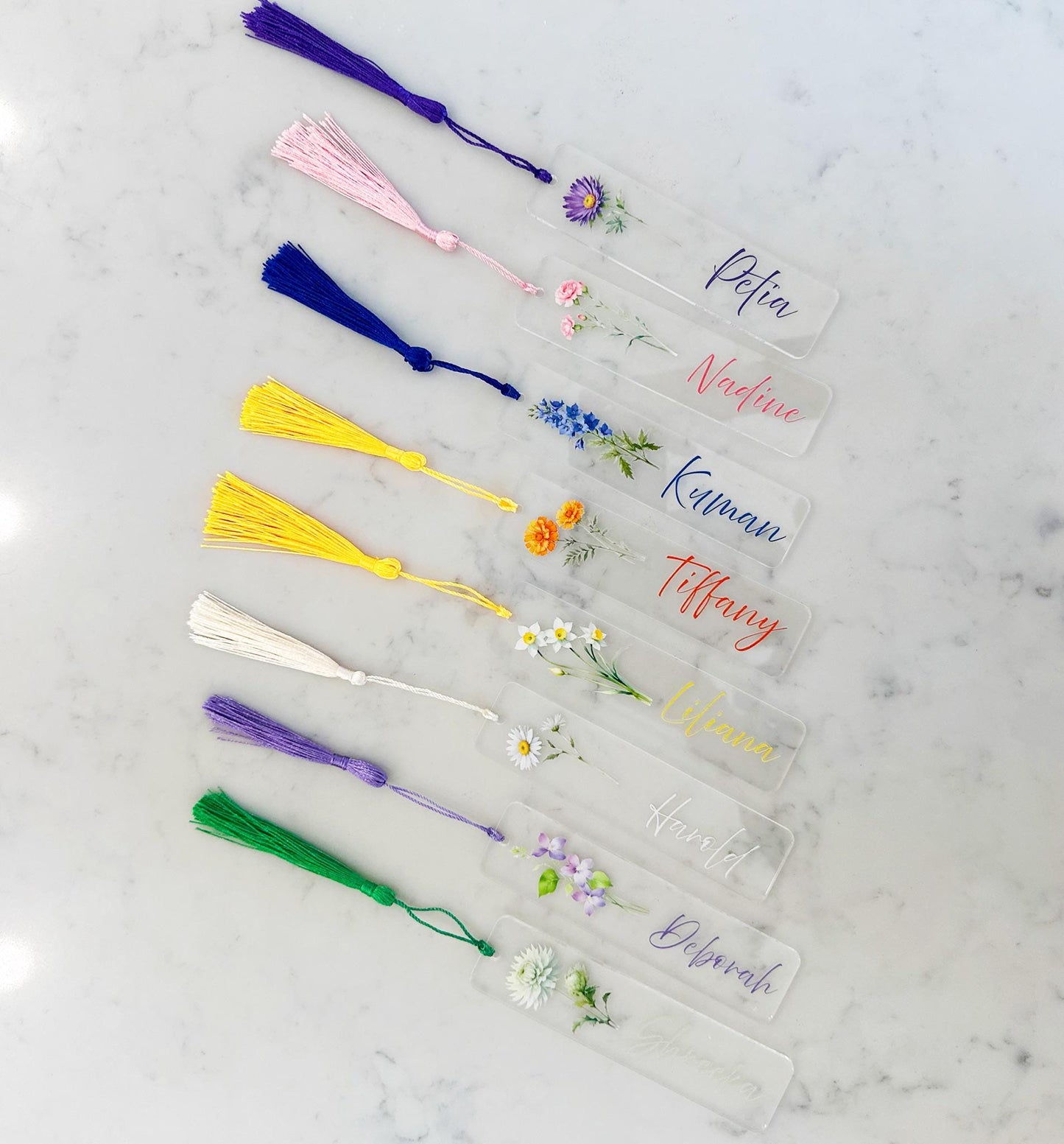 Custom Acrylic Bookmark with Birth Flower - Personalized Name Bookmark, Floral Page Marker, Book Lover Gift, Unique Birthday Gift