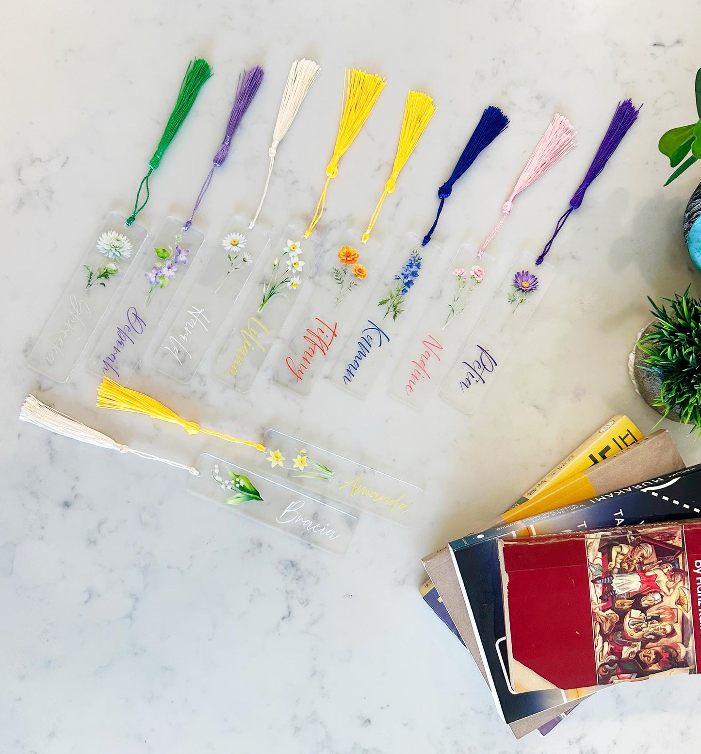 Custom Acrylic Bookmark with Birth Flower - Personalized Name Bookmark, Floral Page Marker, Book Lover Gift, Unique Birthday Gift