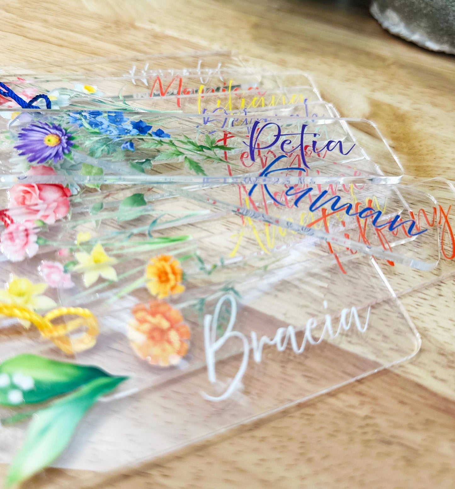 Custom Acrylic Bookmark with Birth Flower - Personalized Name Bookmark, Floral Page Marker, Book Lover Gift, Unique Birthday Gift