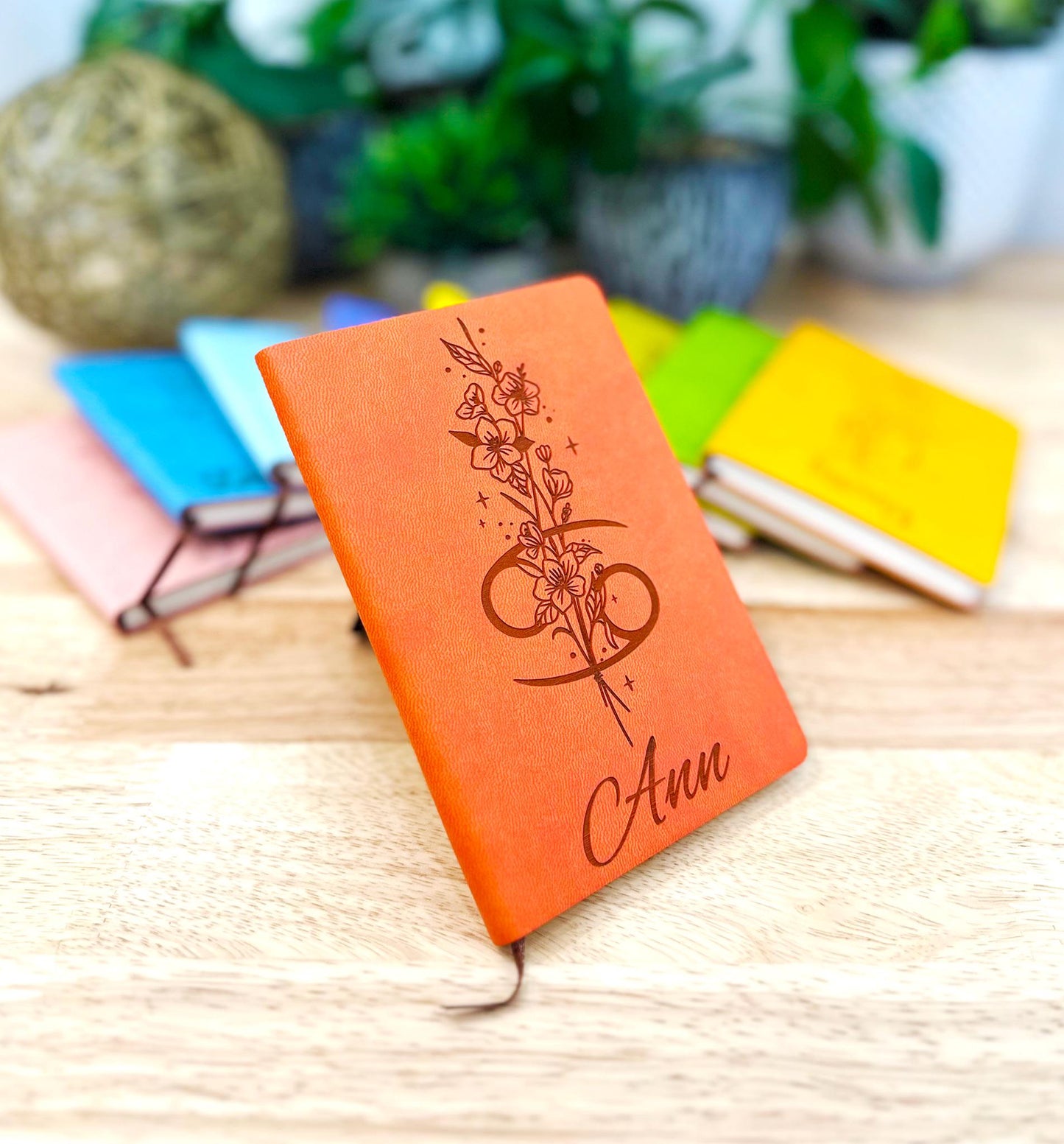 Personalized Zodiac Notebook with Name – Custom Birth Flower Journal – Engraved Astrology Gift, Best Friend, Travel Journal