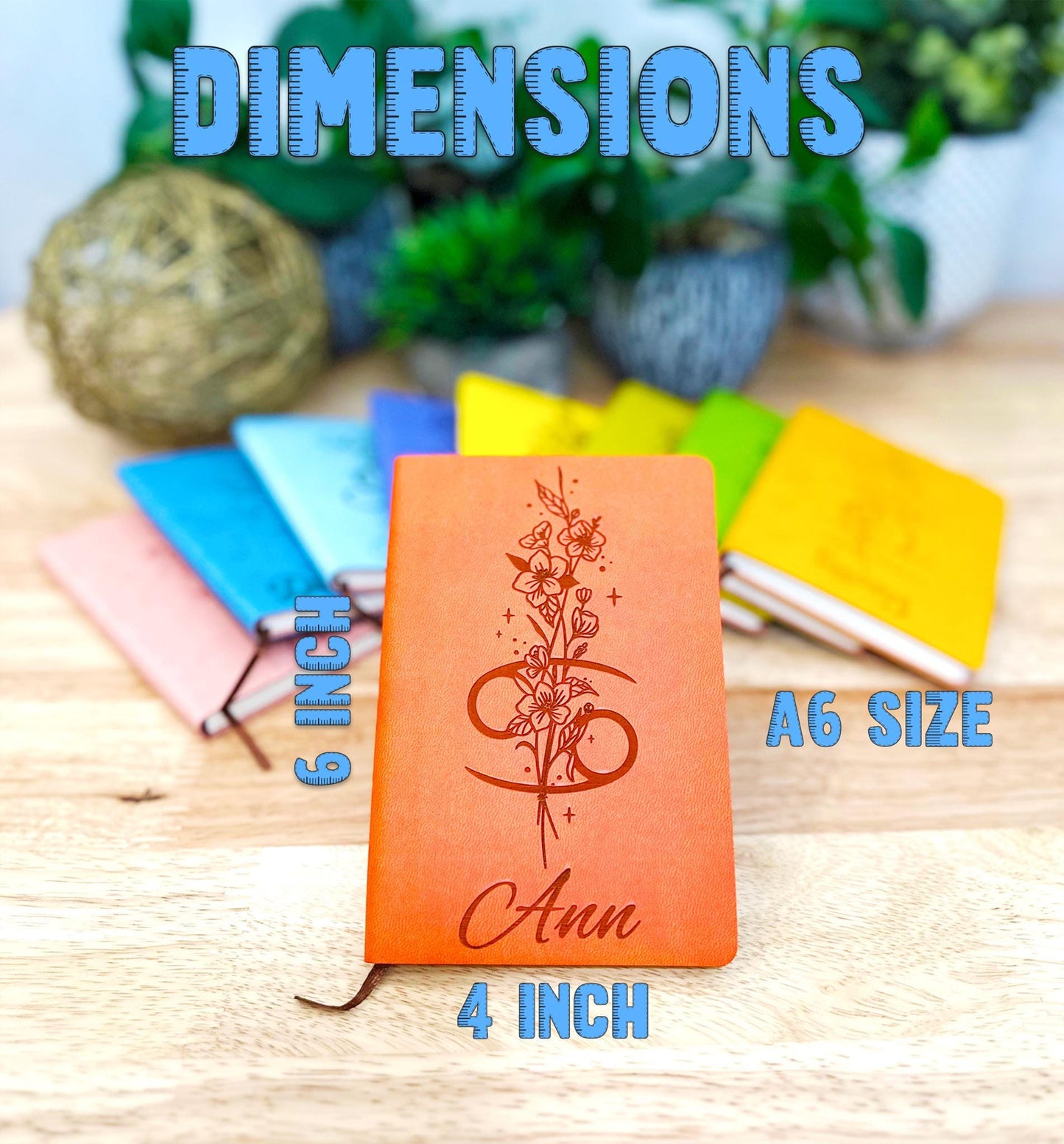 Personalized Zodiac Notebook with Name – Custom Birth Flower Journal – Engraved Astrology Gift, Best Friend, Travel Journal