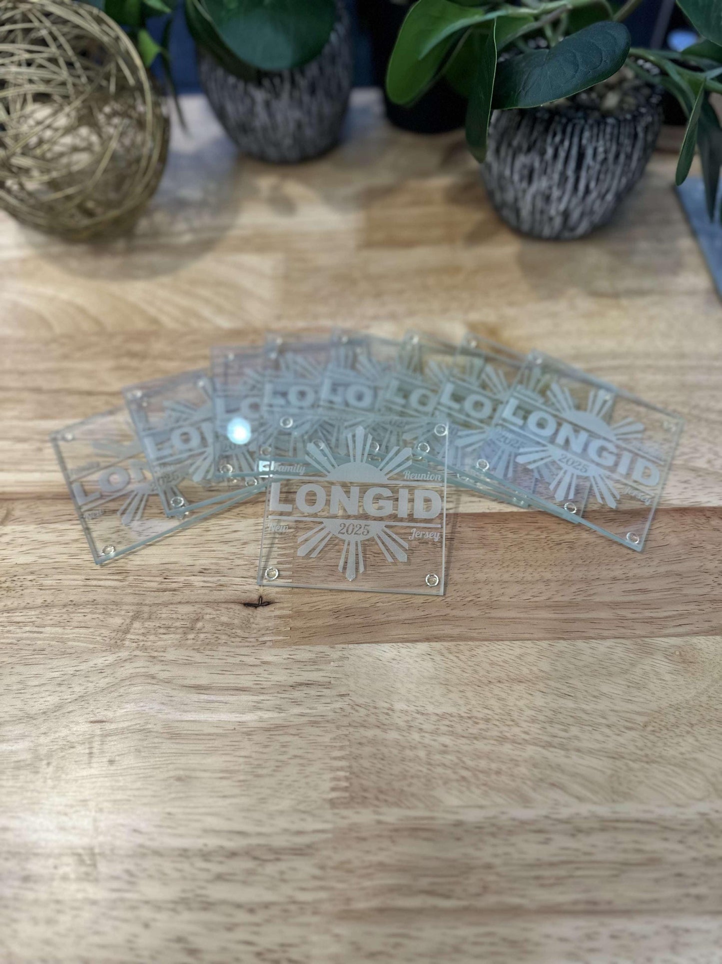 Custom Engraved Glass Coasters – Personalized Favors for Weddings, Family Reunions, Housewarming Gifts, Birthdays, and Group Celebrations