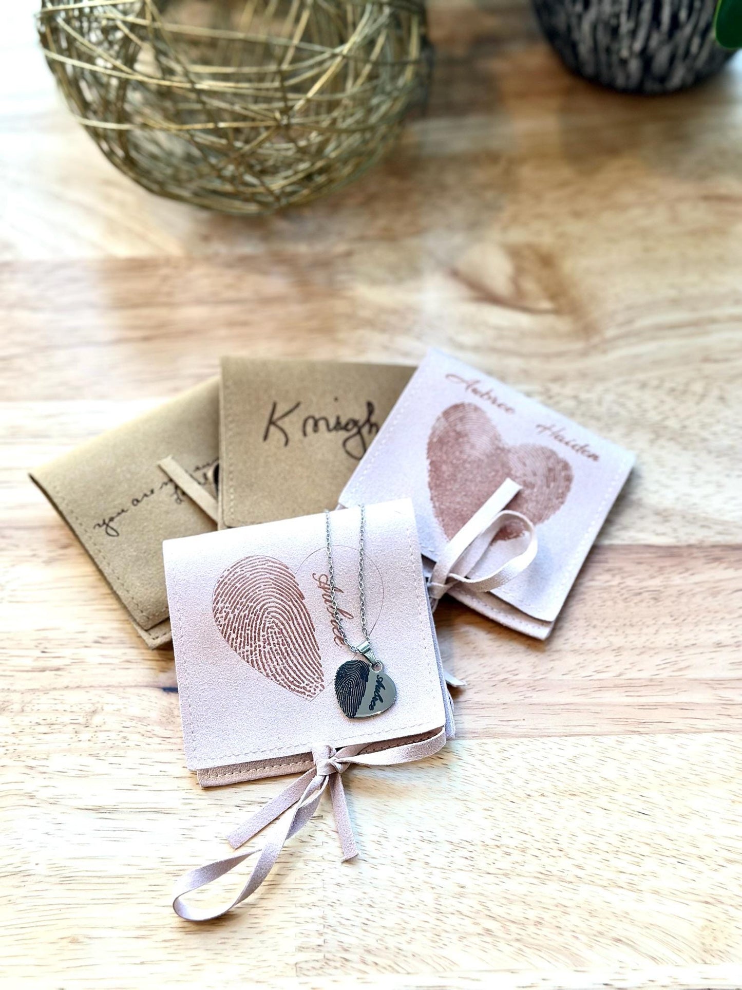 Fingerprint Necklace, Custom Heart Pendant with Engraved Name, Personalized Memorial Jewelry, Fingerprint Keepsake Gift for Loved Ones