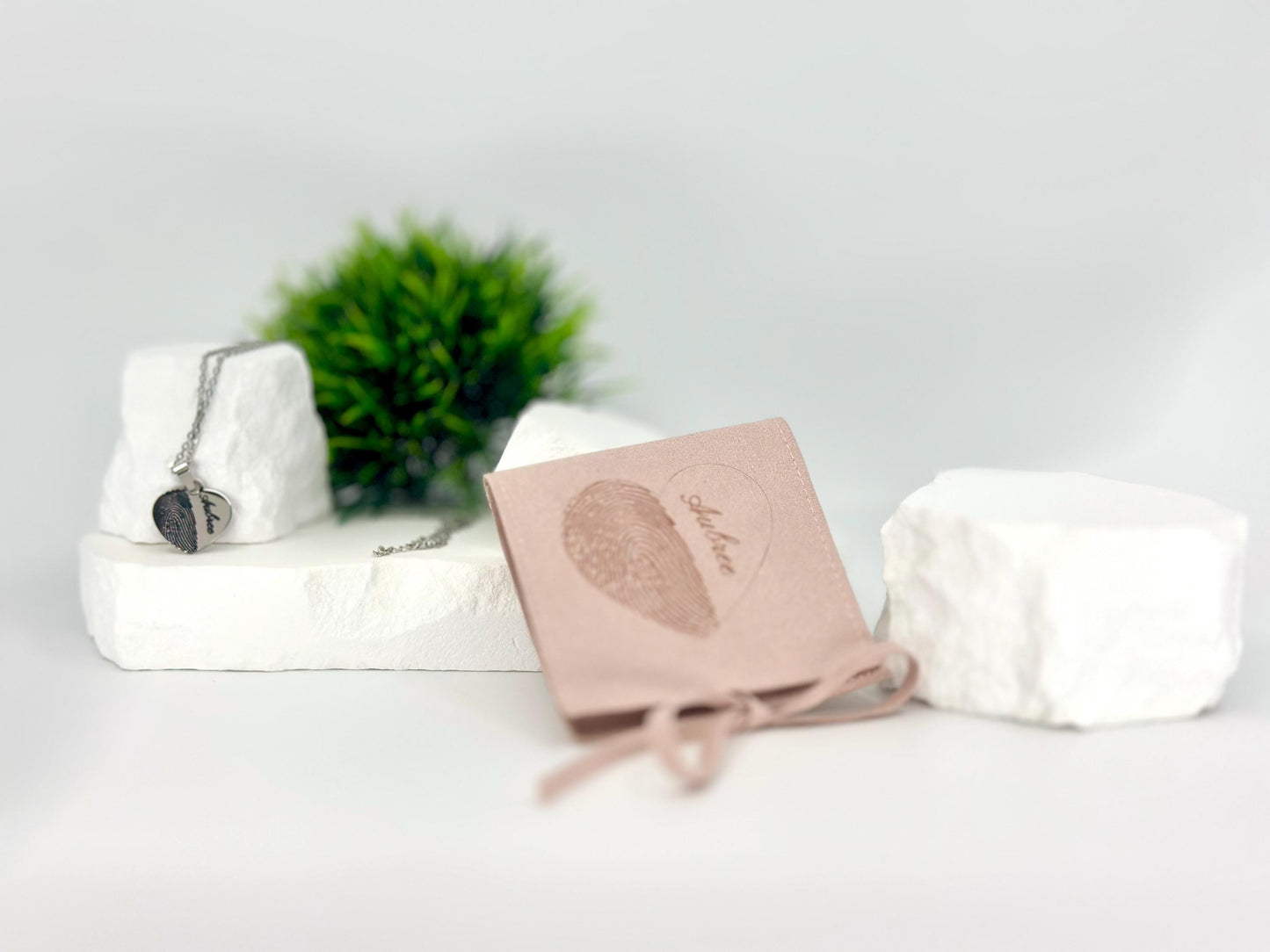 Fingerprint Necklace, Custom Heart Pendant with Engraved Name, Personalized Memorial Jewelry, Fingerprint Keepsake Gift for Loved Ones