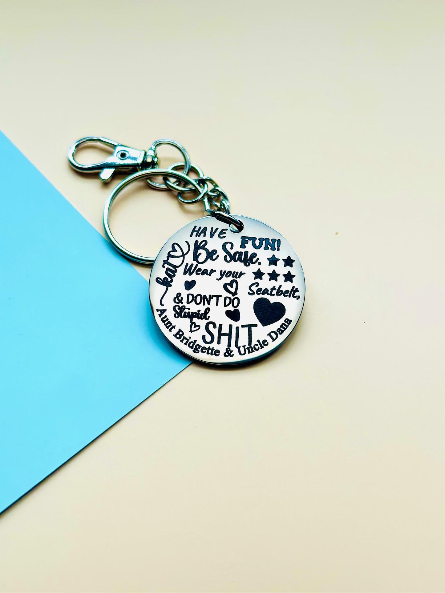 Stainless Steel Engraved Keychain – Custom Inspirational Quote Key Ring – Personalized Metal Gift for Any Occasion