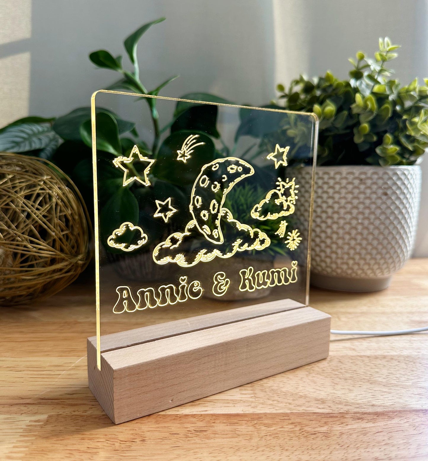 Personalized LED Acrylic Night Light – Custom Engraved Sign with Name – Nursery, Kids Room, or Inspirational Gift Decor