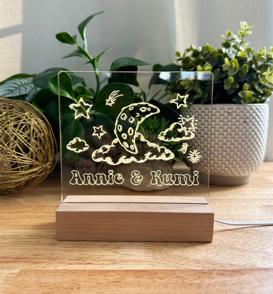 Personalized LED Acrylic Night Light – Custom Engraved Sign with Name – Nursery, Kids Room, or Inspirational Gift Decor