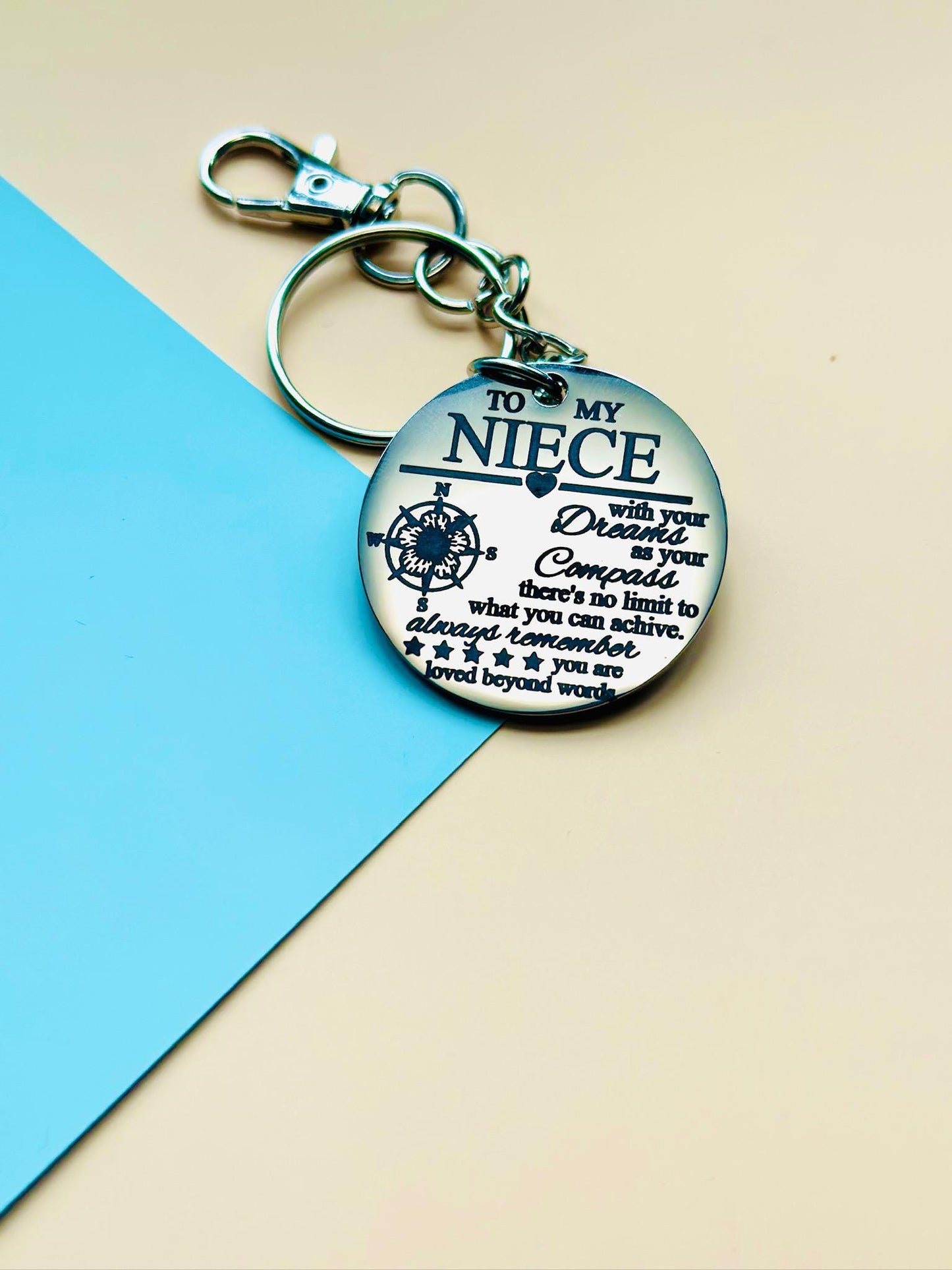 Stainless Steel Engraved Keychain – Custom Inspirational Quote Key Ring – Personalized Metal Gift for Any Occasion