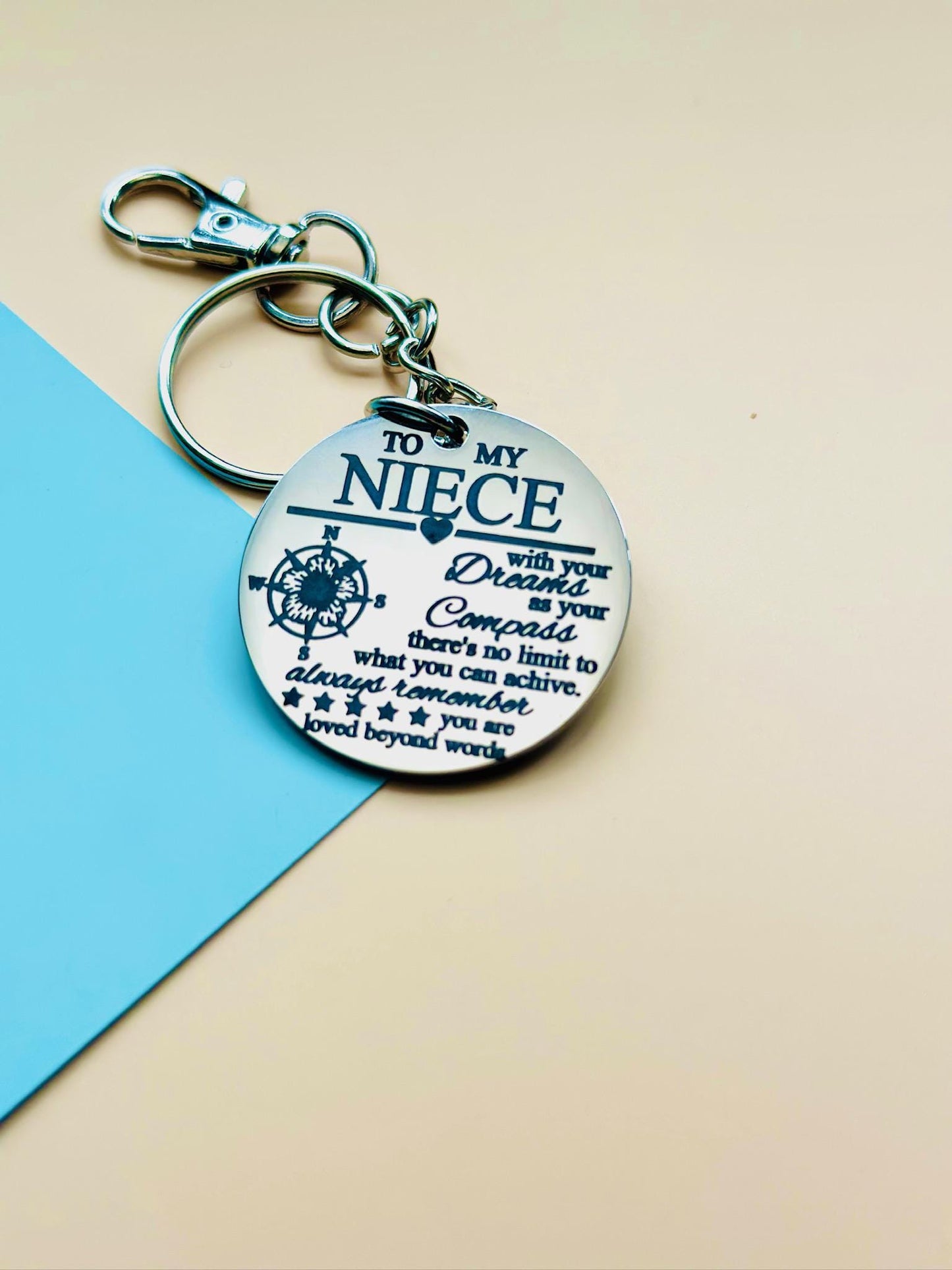 Stainless Steel Engraved Keychain – Custom Inspirational Quote Key Ring – Personalized Metal Gift for Any Occasion