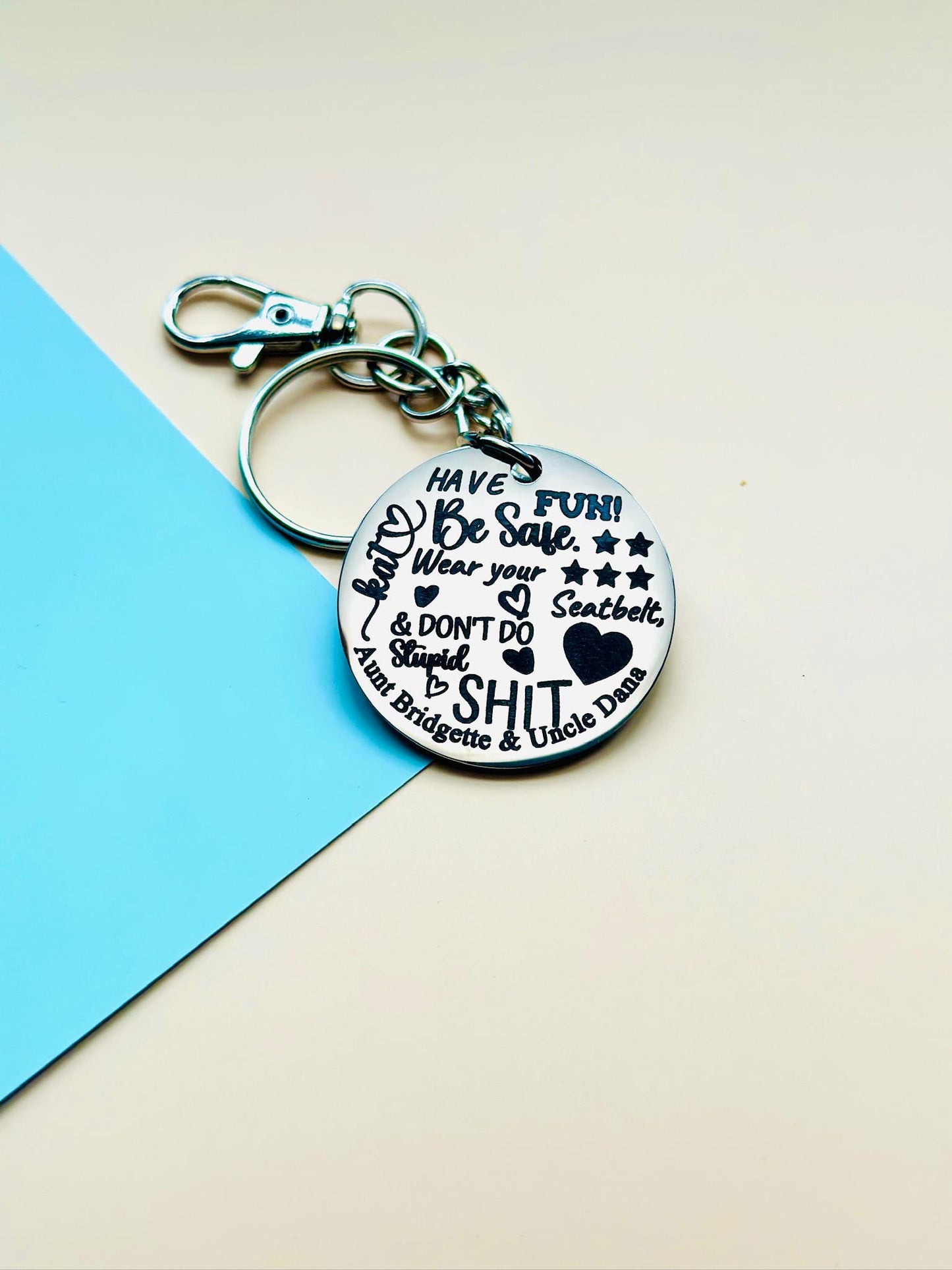 Stainless Steel Engraved Keychain – Custom Inspirational Quote Key Ring – Personalized Metal Gift for Any Occasion