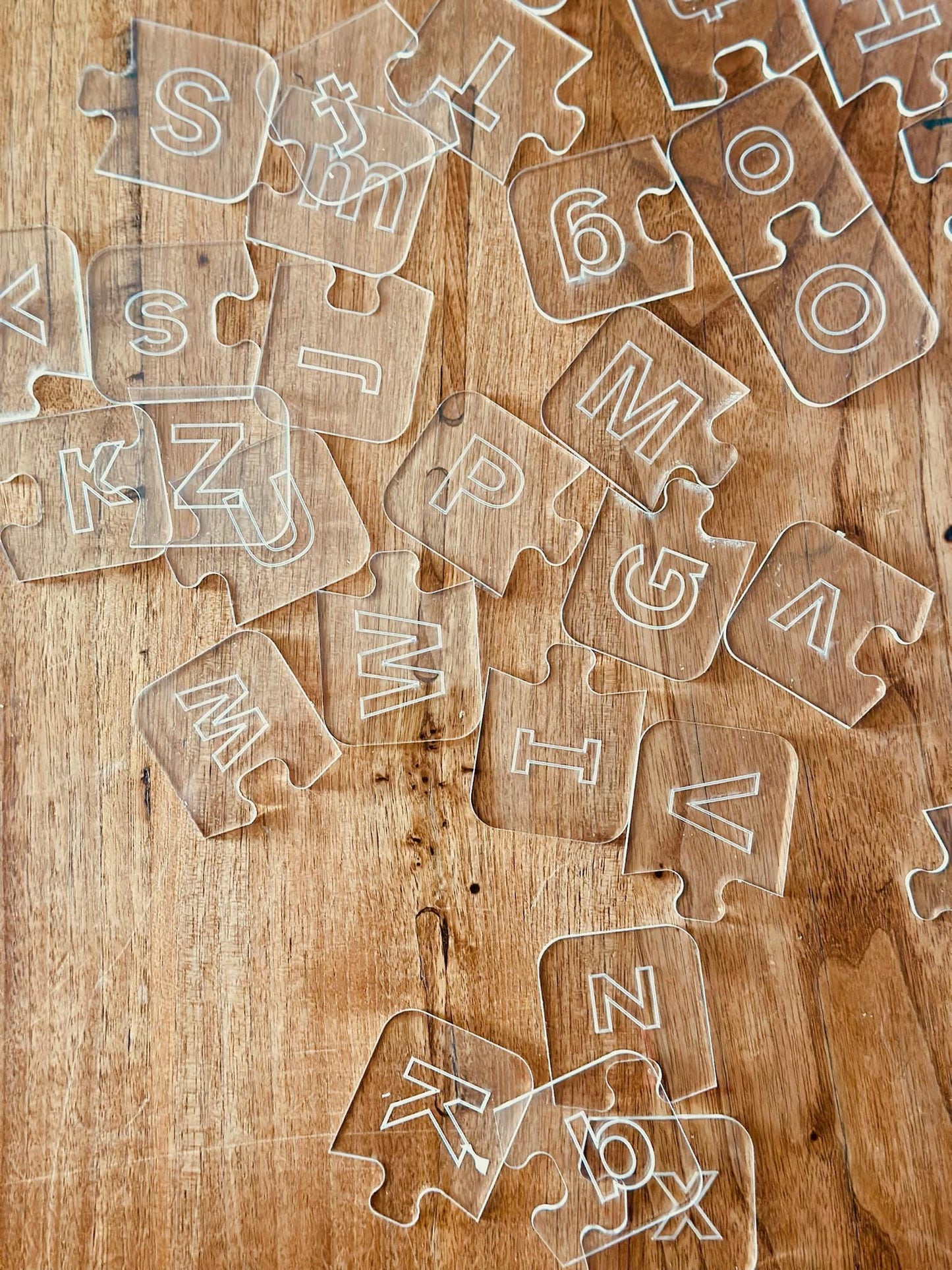 Acrylic Alphabet Puzzle – Uppercase & Lowercase Matching Letters and Numbers – Montessori Homeschool Learning Toy – Educational Gift