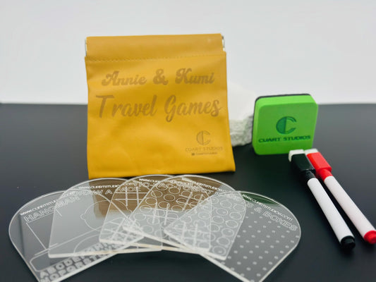 Travel Games Pocket Size  – Reusable –Dry Erase Fun for Kids & Adults –Compact and Portable for Road Trip, backpack tag games, carry on tags