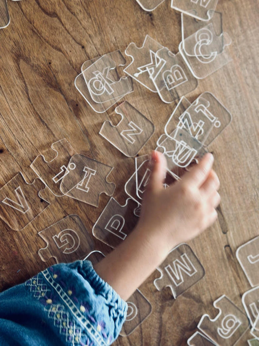 Acrylic Alphabet Puzzle – Uppercase & Lowercase Matching Letters and Numbers – Montessori Homeschool Learning Toy – Educational Gift