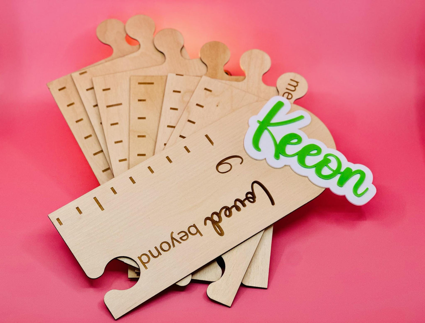 Personalized Wooden Growth Chart • Custom Height Ruler with Acrylic Name & Age Markers • Kids Room Wall Decor