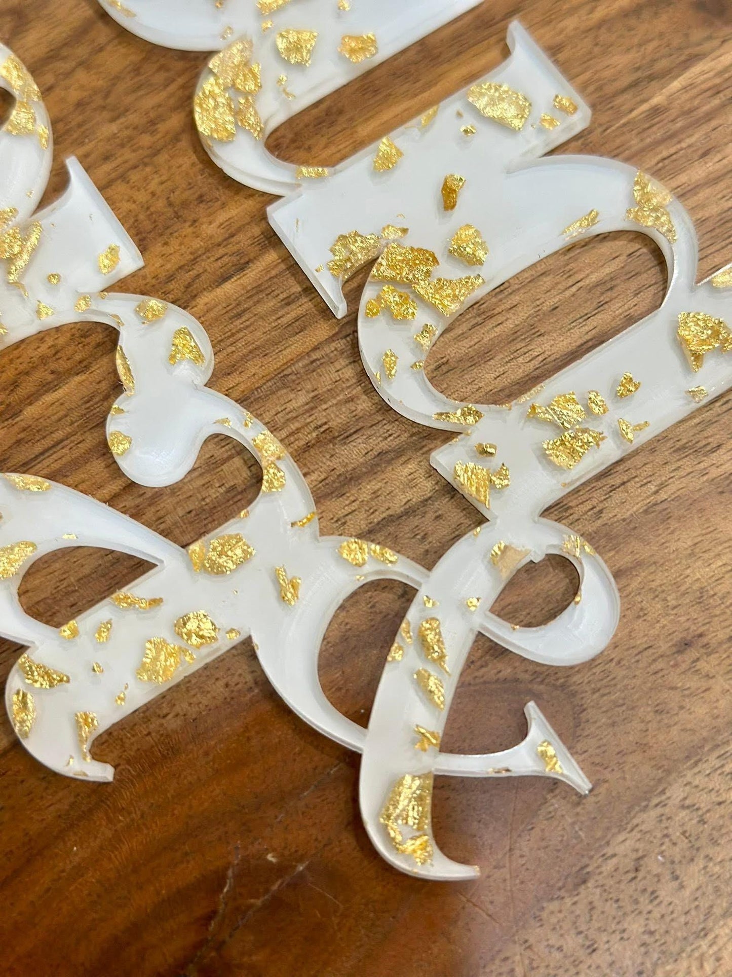 Personalized Acrylic Cake Topper & Cross | Custom Baptism Cross with Gold Flakes | Wedding, Communion, Funeral Keepsake