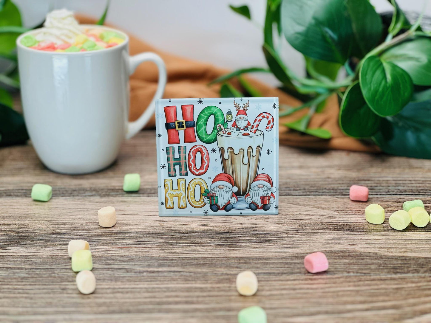 Christmas Glass Coaster Set | Funny Holiday Coasters | Merry Christmas, Gnome, Snowman & Family 2025 Designs | Festive Drink Coaster Gift