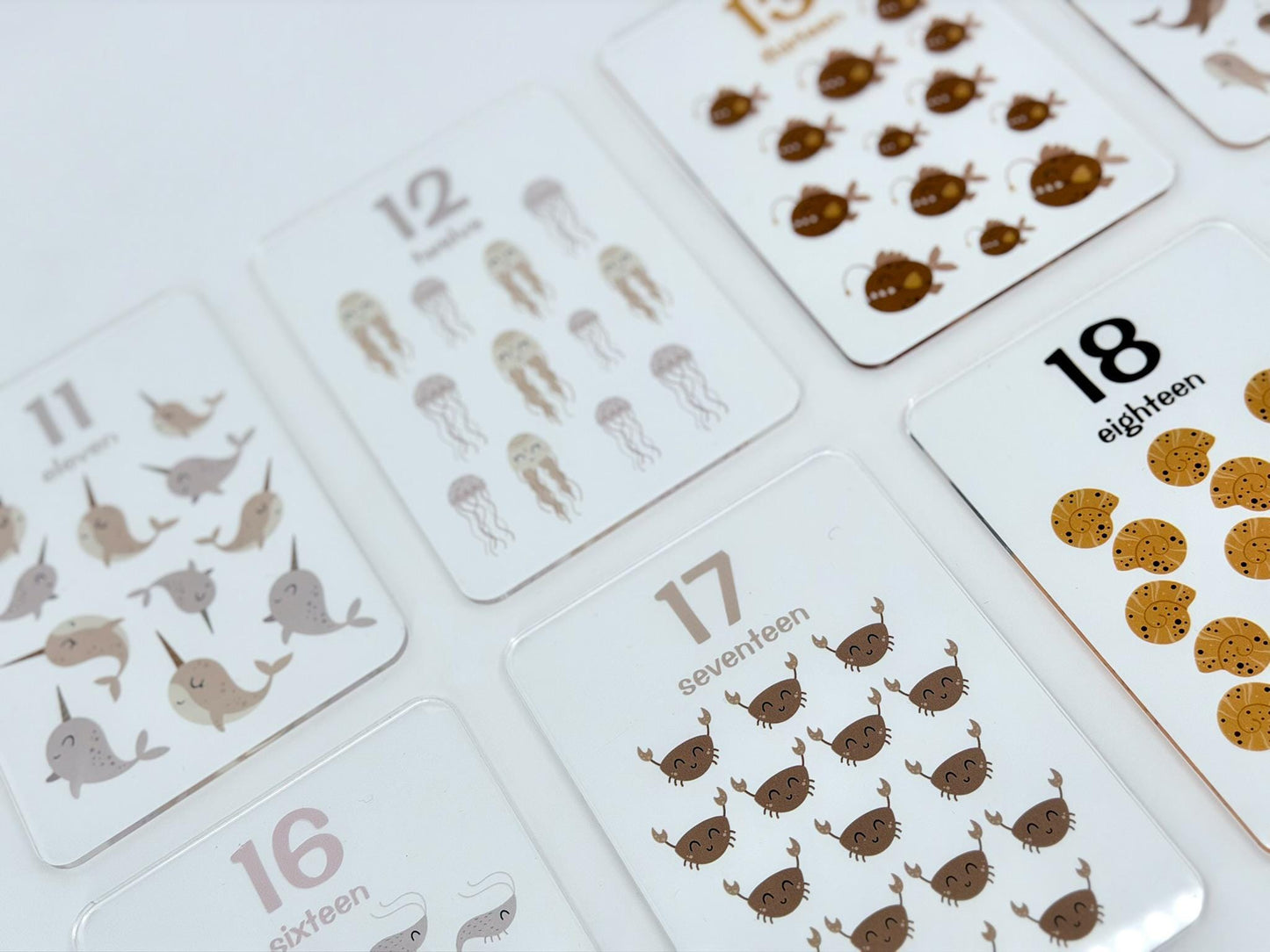 Montessori Number Flash Cards – Under the Sea Counting 1-20 (Toddler Learning Toy)