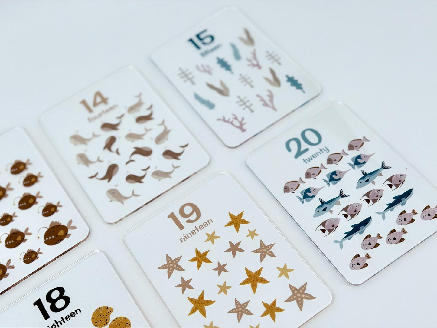 Montessori Number Flash Cards – Under the Sea Counting 1-20 (Toddler Learning Toy)