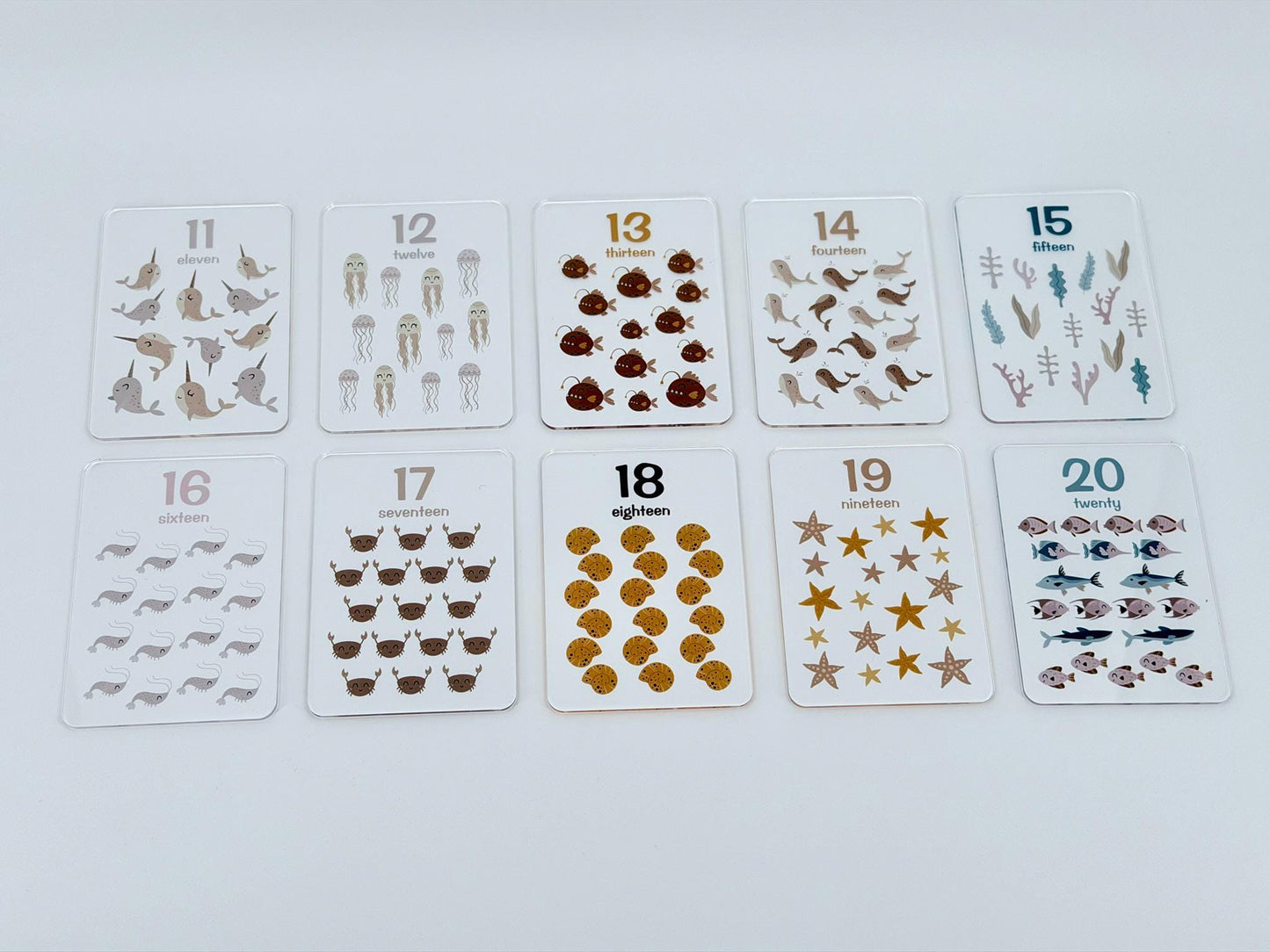 Montessori Number Flash Cards – Under the Sea Counting 1-20 (Toddler Learning Toy)