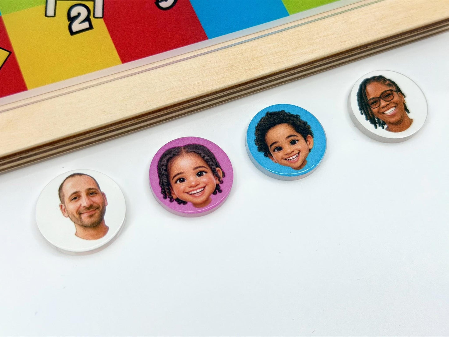 Personalized Snakes and Ladders Wooden Board Game with Custom Photo Pieces