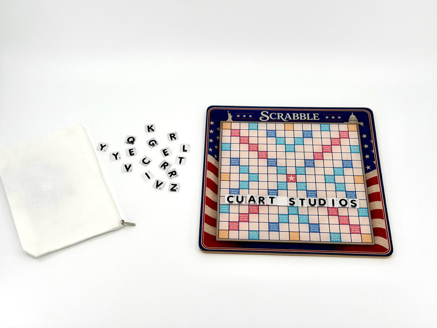 USA Themed Scrabble Inspired Board Game | Portable Family Game Night Set