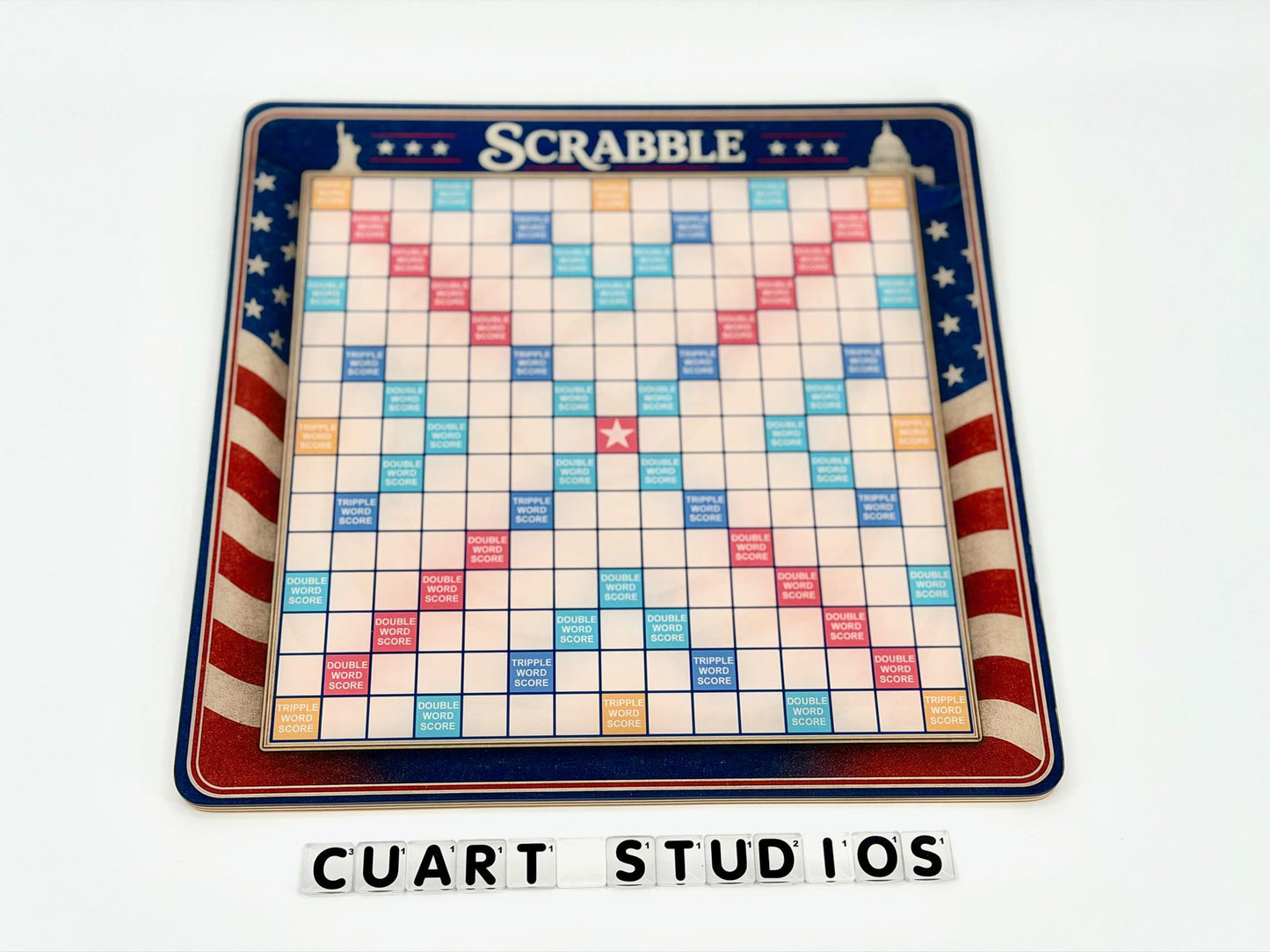 USA Themed Scrabble Inspired Board Game | Portable Family Game Night Set