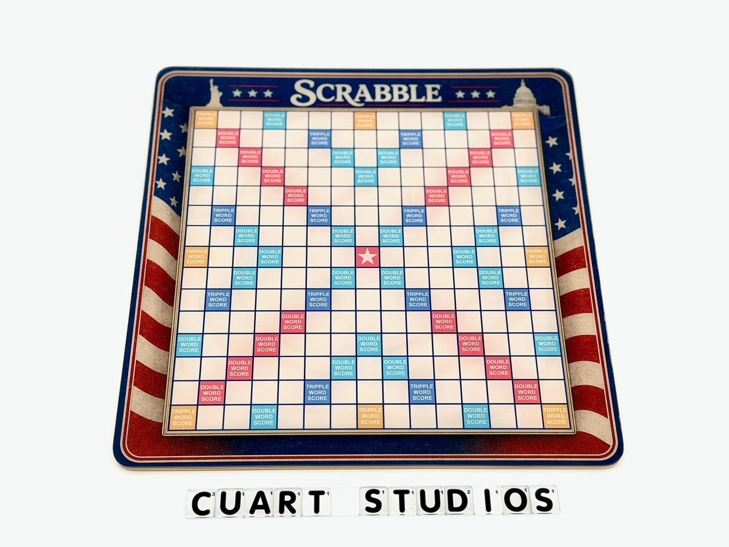 USA Themed Scrabble Inspired Board Game | Portable Family Game Night Set