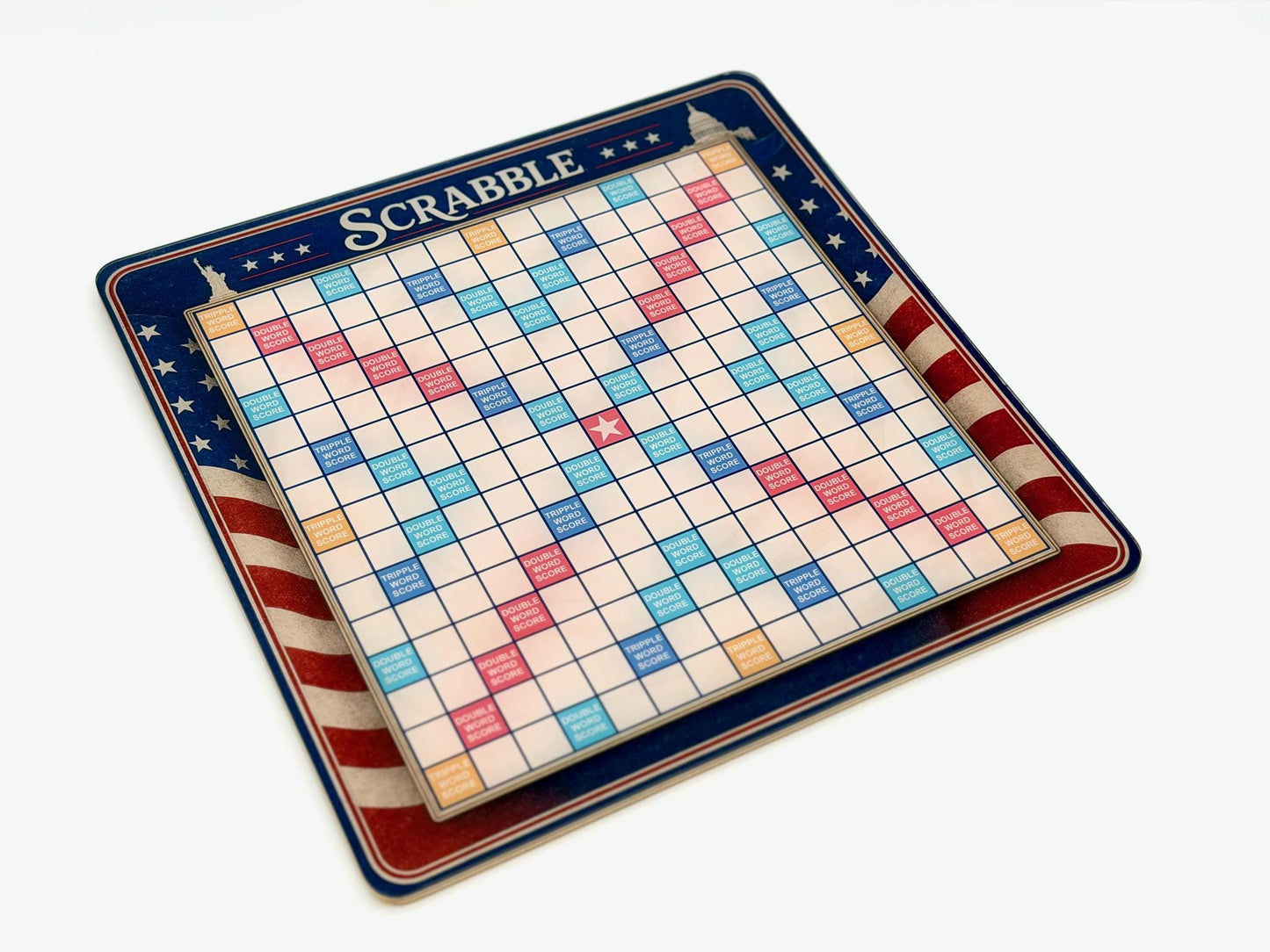 USA Themed Scrabble Inspired Board Game | Portable Family Game Night Set