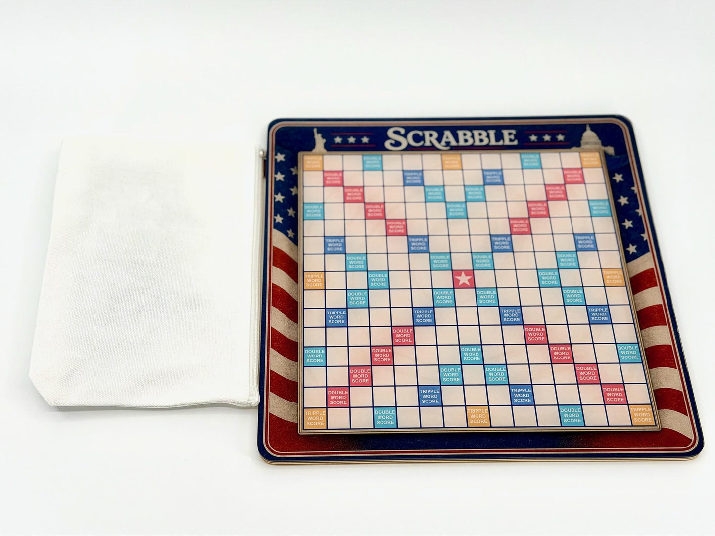 USA Themed Scrabble Inspired Board Game | Portable Family Game Night Set