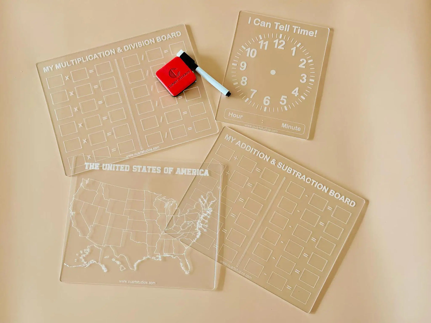 Educational Dry Erase Learning Boards (Set of 4)
