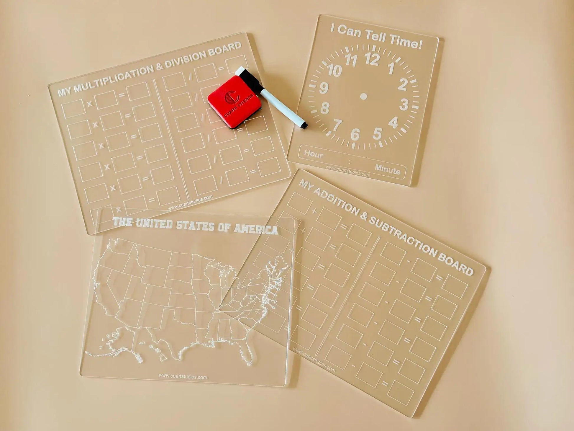 Educational Dry Erase Learning Boards (Set of 4)